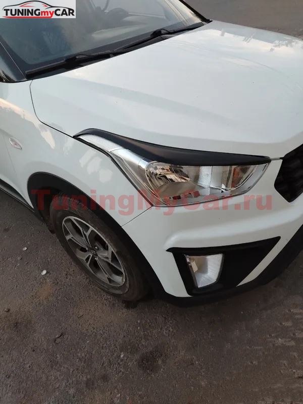 Накладки на передние фары (реснички) для Hyundai Creta 2016-2021