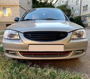  Решетка радиатора Hyundai Accent (три полосы матовая)