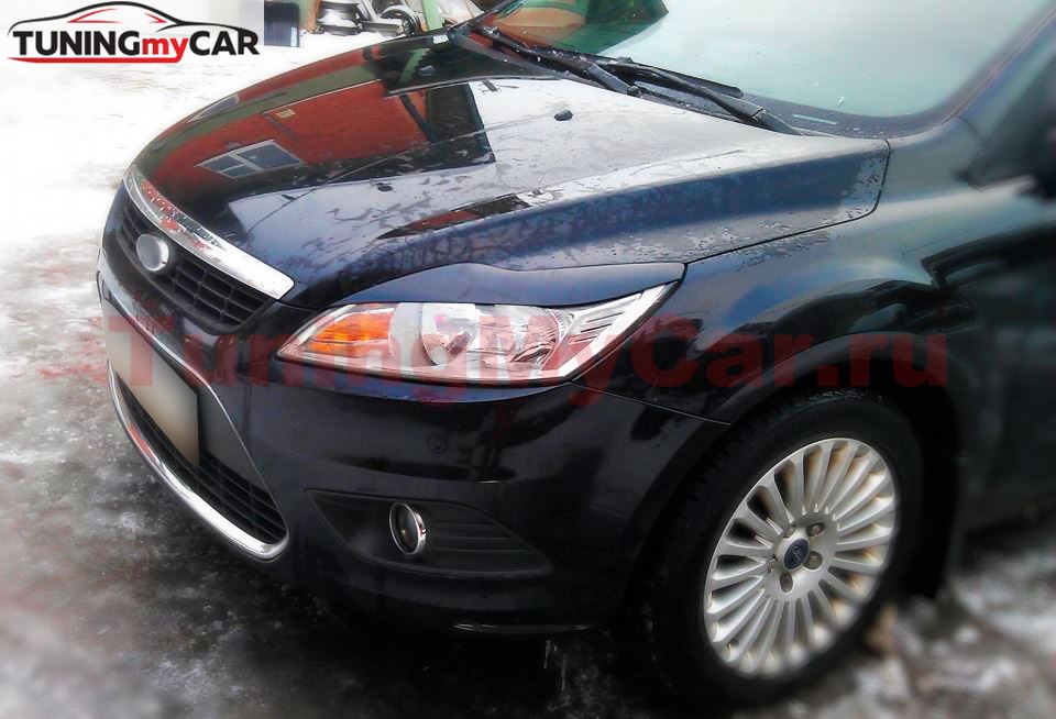 Накладки на фары (реснички) Ford Focus 2 2008-2011 рестайлинг (ABS)