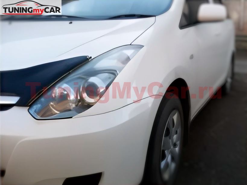 Реснички на фары для Toyota Wish 2005-2009 рестайлинг (боковые накладки)