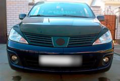 Накладки на передние фары (реснички) для Nissan Tiida (хэтчбек) 2004-2014