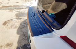 Накладка на задний бампер со скотчем для Volkswagen Polo VI 2020-2022