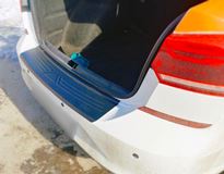 Накладка на задний бампер со скотчем для Volkswagen Polo VI 2020-2022