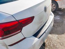 Накладка на задний бампер со скотчем для Volkswagen Polo VI 2020-2022