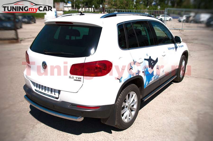 Пороги труба D63 (вариант 2) для Volkswagen Tiguan Sport & Style (Trend & Fun) 2011-