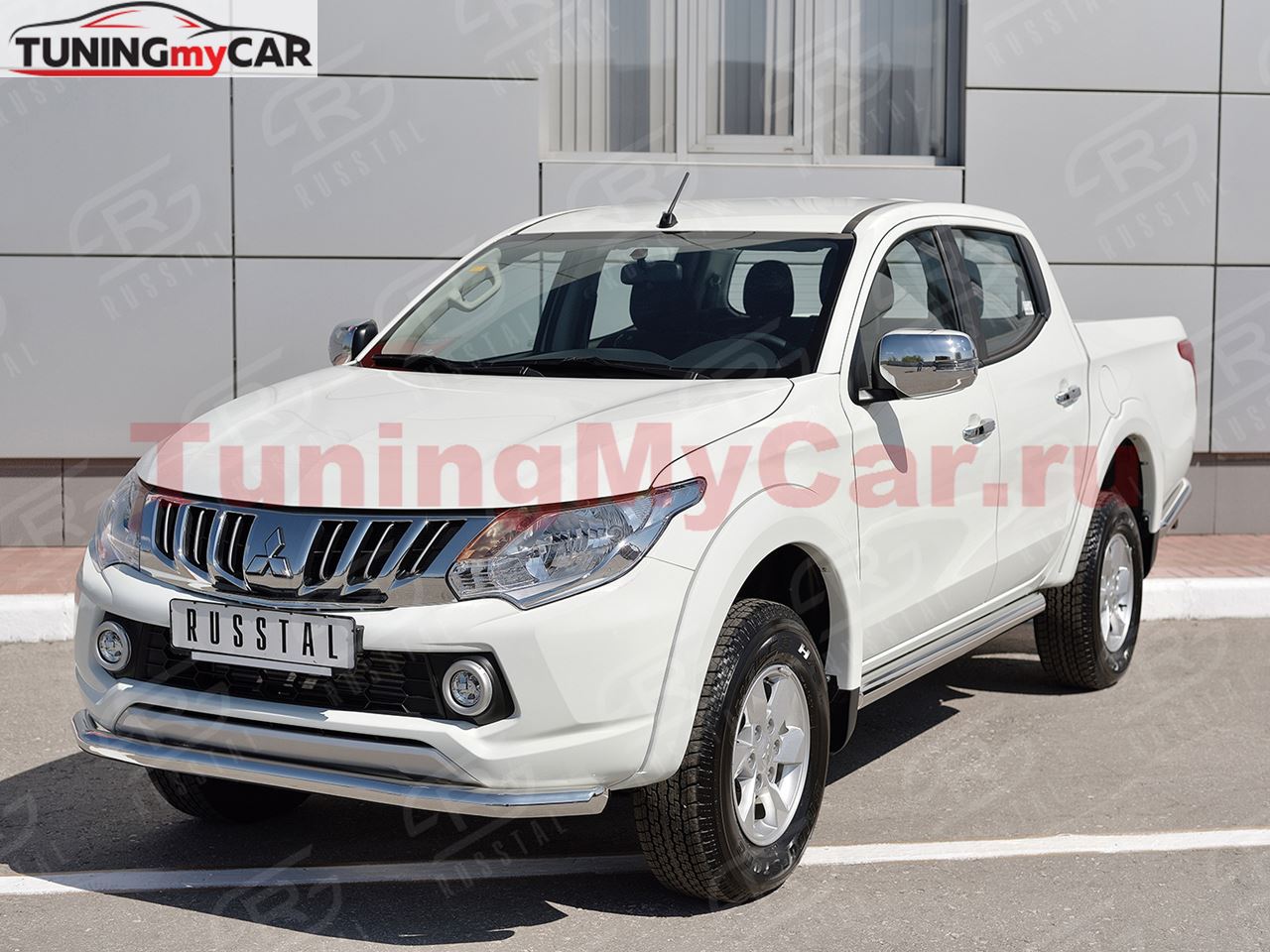 Пороги труба D76 (вариант 3) для Mitsubishi L200 2015-