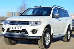 Пороги труба D63 с листом для Mitsubishi Pajero Sport 2013-2015