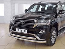 Защита переднего бампера D76 секции-D75х42 дуга+декор паз для Toyota Land Cruiser 200 2015 Executive