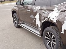 Защита порогов труба D42 для Mitsubishi Pajero Sport 2016