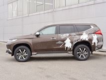 Защита порогов труба D42 для Mitsubishi Pajero Sport 2016