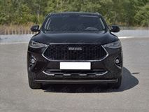 Защита переднего бампера d63 секции black для Haval F7X 1.5 4WD 2019-2022 