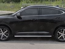 Пороги труба d42 с листом (Лист алюм, проф.сталь) (вариант 2) для Haval F7X 1.5 4WD 2019-2022 