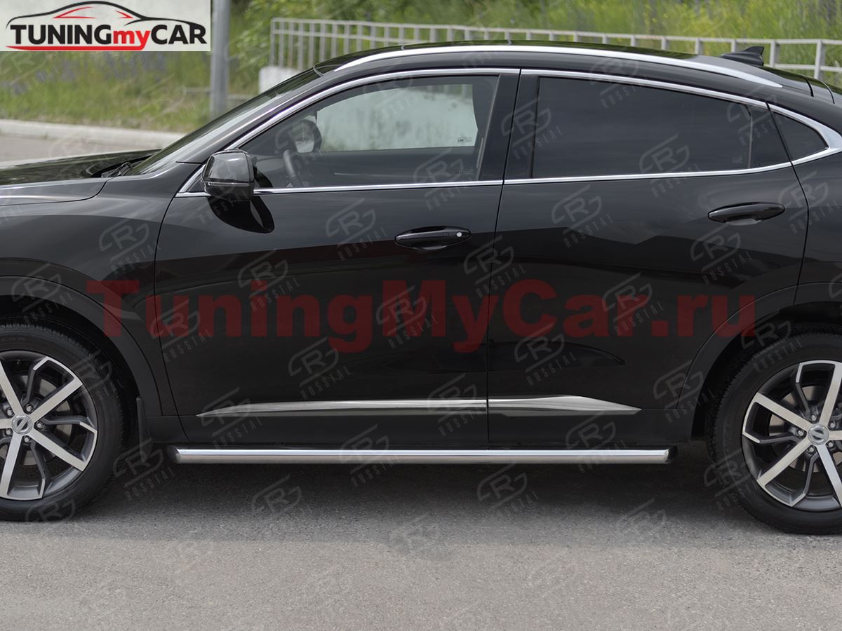 Пороги труба d63 (вариант 1) для Haval F7X 1.5 4WD 2019-2022 