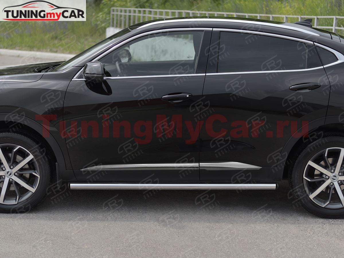 Пороги труба d63 (вариант 2) для Haval F7X 1.5 4WD 2019-2022 