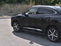 Пороги труба d63 (вариант 3) black для Haval F7X 1.5 4WD 2019-2022 