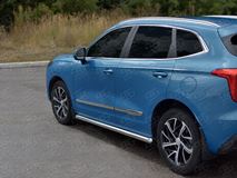 Пороги труба d63 (вариант 2) для Haval Jolion 1.5 2WD 2021- 