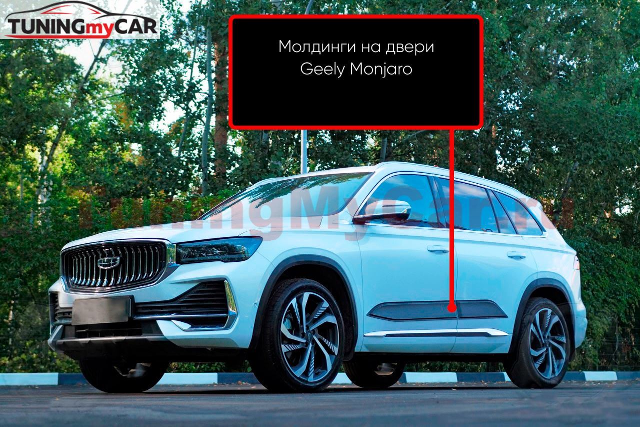 Молдинги на двери ШАГРЕНЬ для Geely Monjaro 2022-