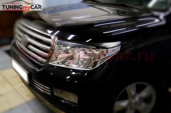 Накладки на фары (реснички) Toyota LAND CRUISER 200 2007-2012 дорестайлинг