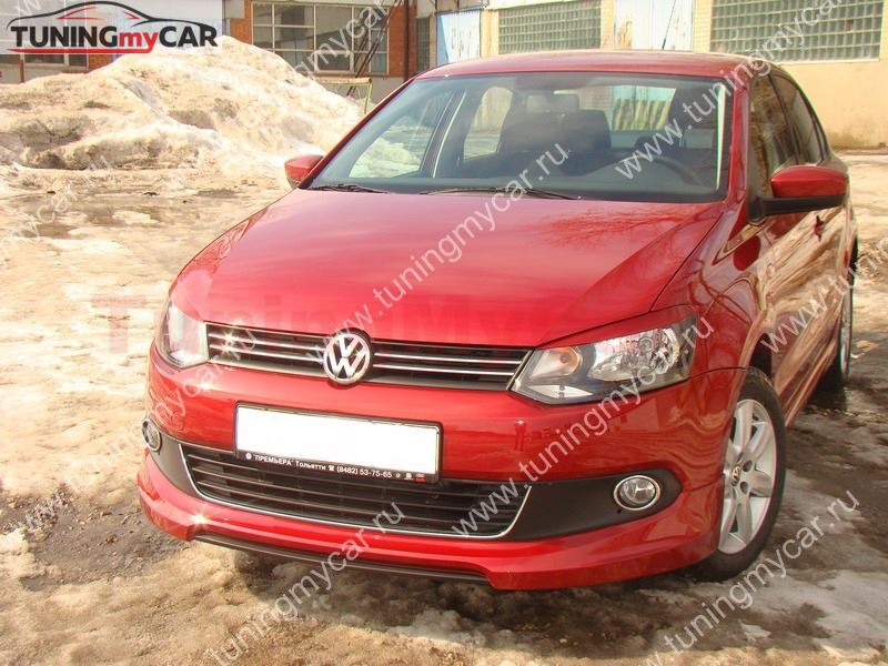Юбка переднего бампера для VW Polo Sedan  (2010-2015)