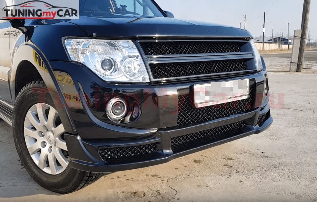 Накладка переднего бампера Mitsubishi Pajero 4 дорест. 2006-2011