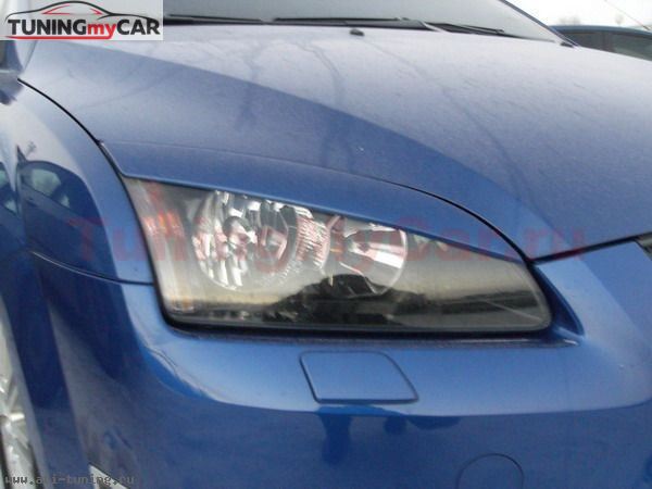 Накладки на фары (реснички) Ford Focus 2 2005-2008 дорестайлинг (ABS)