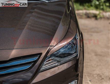 Реснички накладки на фары Солярис рестайл Hyundai Solaris I 2014-2017
